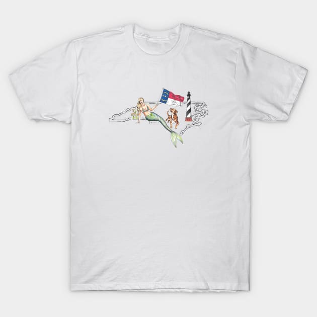 North Carolina Mermaid T-Shirt by Elizabeth Weglein Art